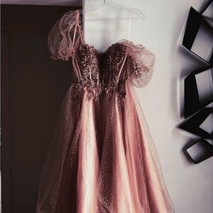 Elizabeth Noel Woman “Blush Pink” Formal Prom/Grad Dress with Gold Accents!